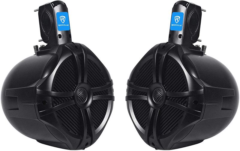 Photo 1 of Rockville Pair 8" Black 2 Way 600 Watt Marine Wakeboard Tower Speakers (RWB80B)
