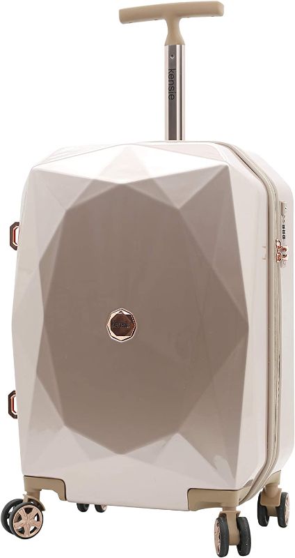 Photo 1 of  kensie Women’s 3D Gemstone TSA Lock Hardside Spinner Luggage, Rose Gold, 20-Inch Carry-On