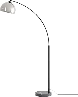 Photo 1 of Inlight 66" Modern Brushed Nickel Arc Floor Lamp with Inner White Metal Shade and Black Marble Base, LED Bulb Included, IN-0806-1-SN
