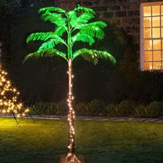 Photo 1 of 141 LEDs Lighted Palm Tree, Light Up Tropical Palm Trees, LED Artificial 5.5FT Palm Tree Decoration with Lights for Indoor, Outdoor, Pool, Patio, Garden, Beach, Jungle, Luau Party, Tiki Bar, Hawaiian
