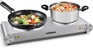 Photo 1 of CUSIMAX Electric Hot Plates for Cooking, Double Burner 1800W Countertop Burners, Electric Burner Stainless Steel Portable Stove Top with Cast Iron Heating Plate, Upgraded Version
