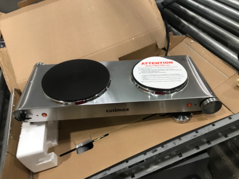 Photo 2 of CUSIMAX Electric Hot Plates for Cooking, Double Burner 1800W Countertop Burners, Electric Burner Stainless Steel Portable Stove Top with Cast Iron Heating Plate, Upgraded Version
