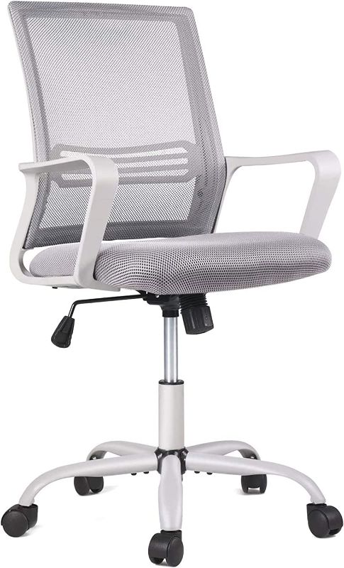 Photo 1 of Smugdesk Ergonomic Mid Back Breathable Mesh Swivel Desk Chair with Adjustable Height and Lumbar Support Armrest for Home, Office, and Study, Gray
