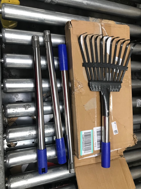 Photo 1 of 60 inch Adjustable Garden Rake Leaf, Collect Loose Debris Among Delicate Plants, Lawns and Yards, Expandable Head from 15inch to 72 inch. Ideal Garden Rake Tools
