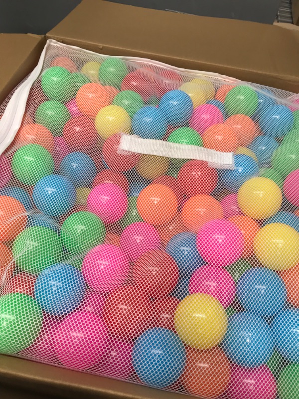 Photo 1 of Amazon Basics BPA Free Crush-Proof Plastic Pit Balls with Storage Bag, Toddlers Kids 12+ Months, 6 Bright Colors - Pack of 1000
