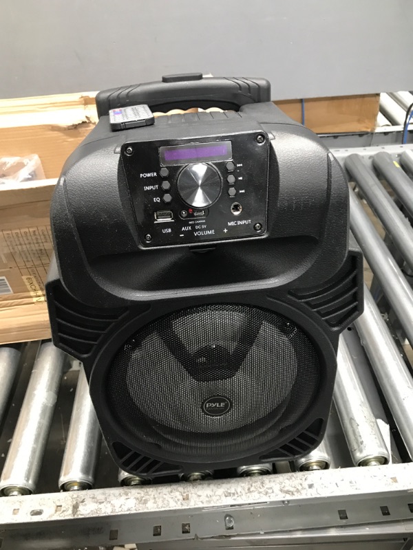 Photo 2 of 400W Portable Bluetooth PA Loudspeaker - 8” Subwoofer System, 4 Ohm/55-20kHz, USB/MP3/FM Radio/ ¼ Mic Inputs, Multi-Color LED Lights, Built-in Rechargeable Battery w/ Remote Control - Pyle PPHP844B