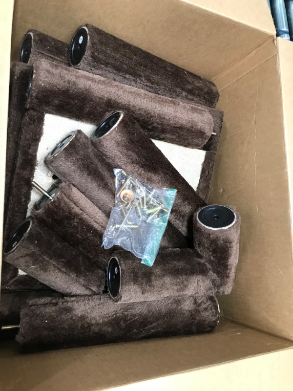 Photo 3 of *** used might be missing hardware *** MWPO 63.8 inches Multi-Level Cat Tree for Large Cats with Sisal-Covered Scratching Posts, Padded Platform, Hammock and Condo,Stable Cat Tower Cat Condo Pet Play House (Brown)
