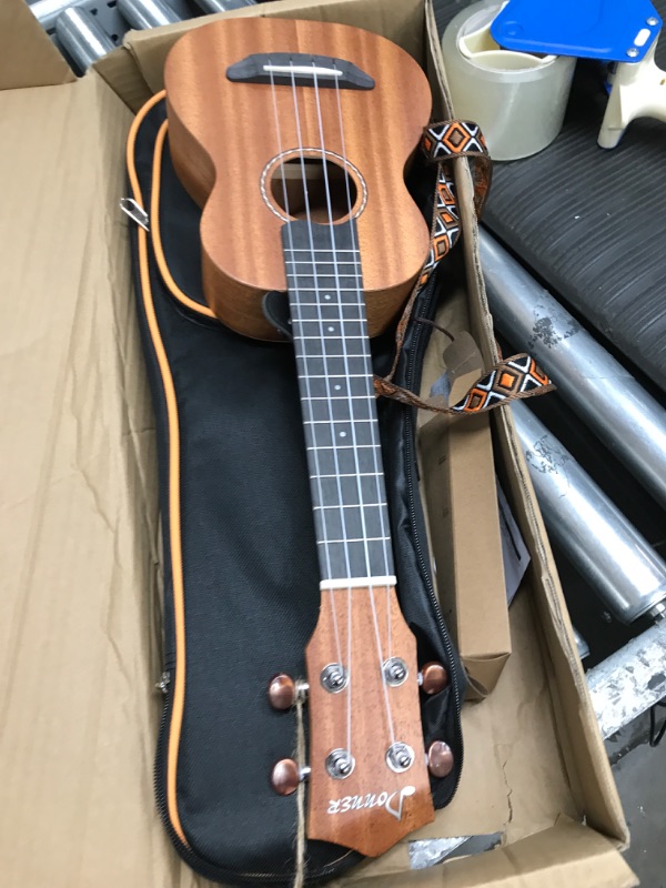 Photo 2 of *SEE NOTES* Donner Soprano Ukulele Mahogany 21 inch Ukelele Beginner Kit Online Lesson Gig Bag Strap Nylon String 