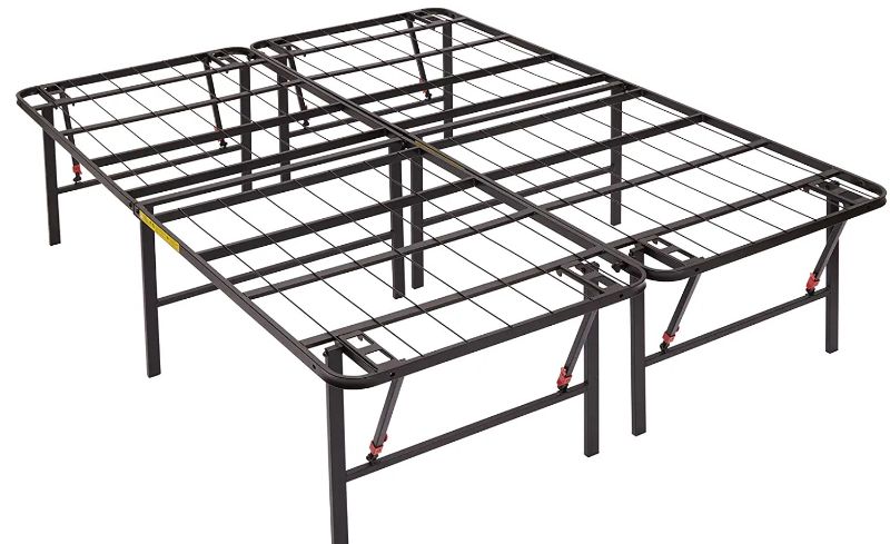 Photo 1 of (BENT METAL) Amazon Basics Foldable Metal Platform Bed Frame with Tool Free Setup, 18 Inches High, Queen, Black
