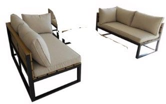 Photo 1 of (NOT FUNCTIONAL; CUSHIONS ONLY; BOX2OF2; REQUIRES BOX1 FOR COMPLETION) All-weather Conversation Sofas, Natural/black, Set of 2