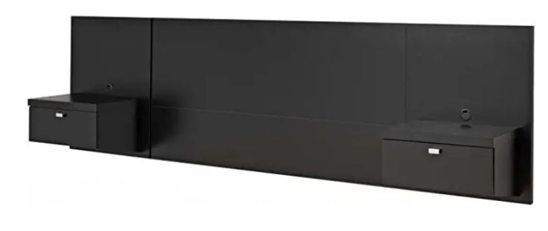 Photo 1 of (NOT FUNCTIONAL; INCOMPLETE; BOX2OF2; REQUIRES BOX1 FOR COMPLETION) Prepac Series 9 Designer Floating Headboard with Nightstands, Queen, Black
