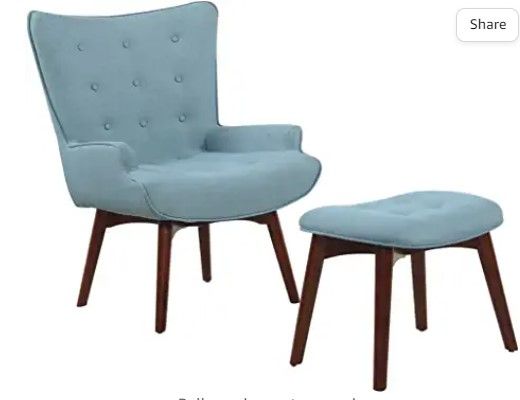 Photo 1 of (BROKEN-OFF LEG) Best Master Furniture West Palm Mid-Century Accent Chair with Ottoman Set, Regular, Capri
