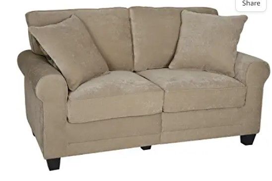 Photo 1 of ***INCOMPLETE*** Serta Copenhagen 61" Loveseat - Pillowed Back Cushions and Rounded Arms, Durable Modern Upholstered Fabric - Tan
