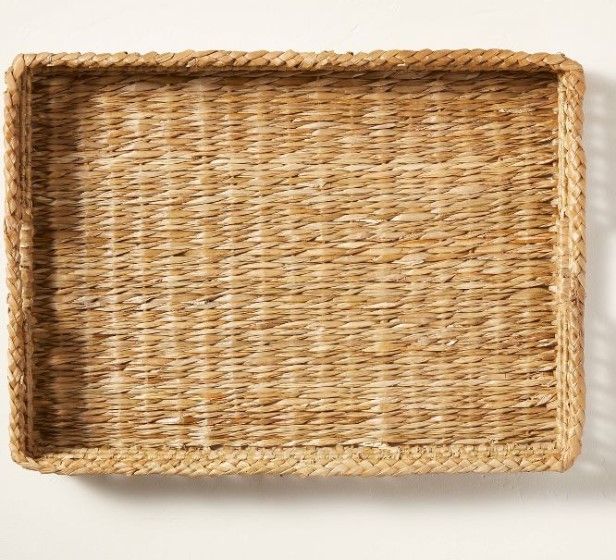 Photo 1 of 14" x 20" Natural Woven Tray with Handles Beige - Hearth & Hand™ with Magnolia

