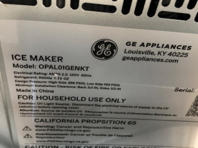 Photo 7 of GE Profile Opal | Countertop Nugget Ice Maker with Side Tank | Portable Ice Machine Makes up to 24 Lbs. of Ice per Day | Stainless Steel Finish
