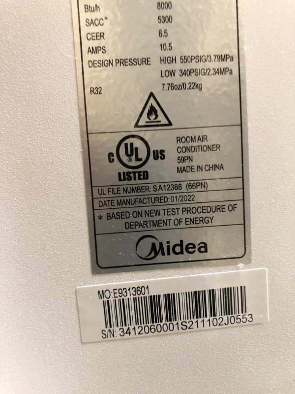 Photo 6 of Midea 8,000 BTU ASHRAE (5,300 BTU SACC) Portable Air Conditioner, Cools up to 175 Sq. Ft., Works as Dehumidifier & Fan, Remote Control & Window Kit Included
