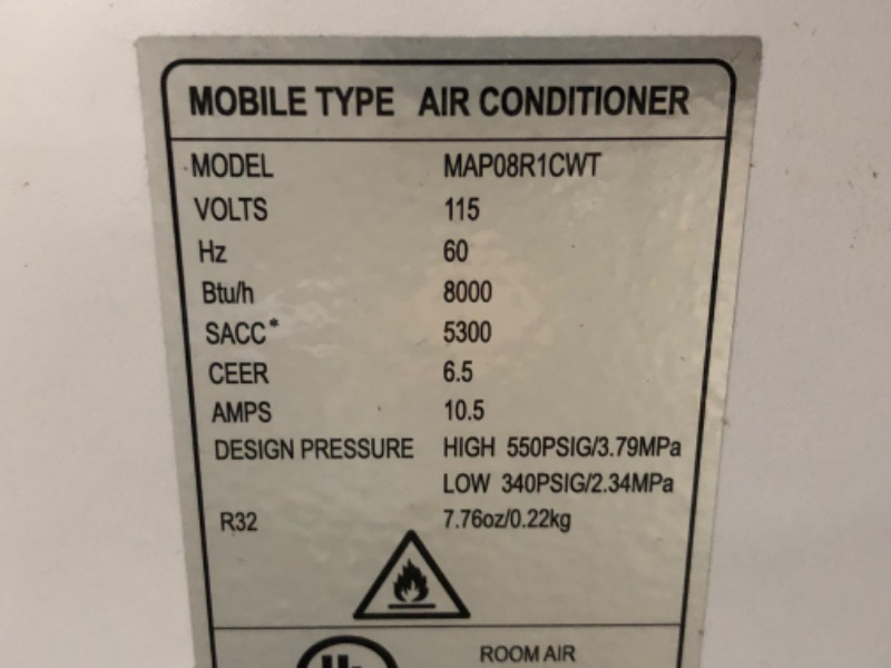 Photo 2 of Midea 8,000 BTU ASHRAE (5,300 BTU SACC) Portable Air Conditioner, Cools up to 175 Sq. Ft., Works as Dehumidifier & Fan, Remote Control & Window Kit Included
