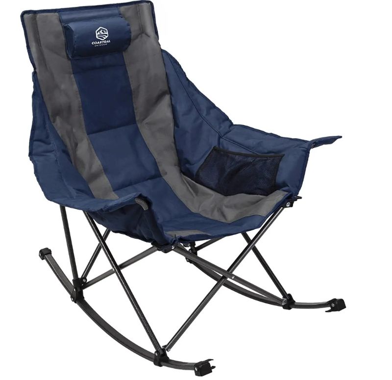 Photo 1 of Coastrail Outdoor Camping Rocking Chair Oversized Padded Portable Folding Lawn Rocker Chair for Outdoor, Porch, Backyard, Patio, Lawn, Garden, 300lbs Weight Capacity, Carry Bag Included
