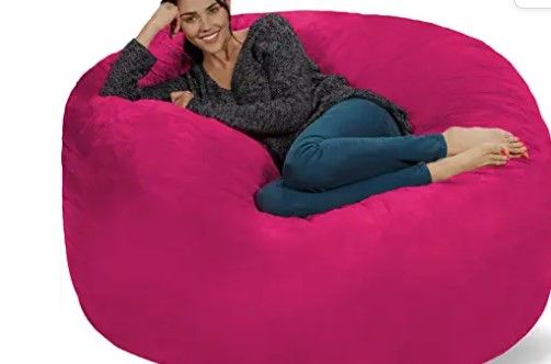 Photo 1 of  Bean Bag Chair: Giant 5' Memory Foam Furniture Bean Bag - Big Sofa with Soft Micro Fiber Cover - Pink