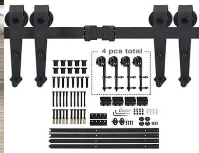 Photo 1 of  12FT Double Sliding Barn Door Hardware Kit Classic Mount Barn Door Rail System w/Track Rollers Matching Hardware Black
Brand: Smartxchoices