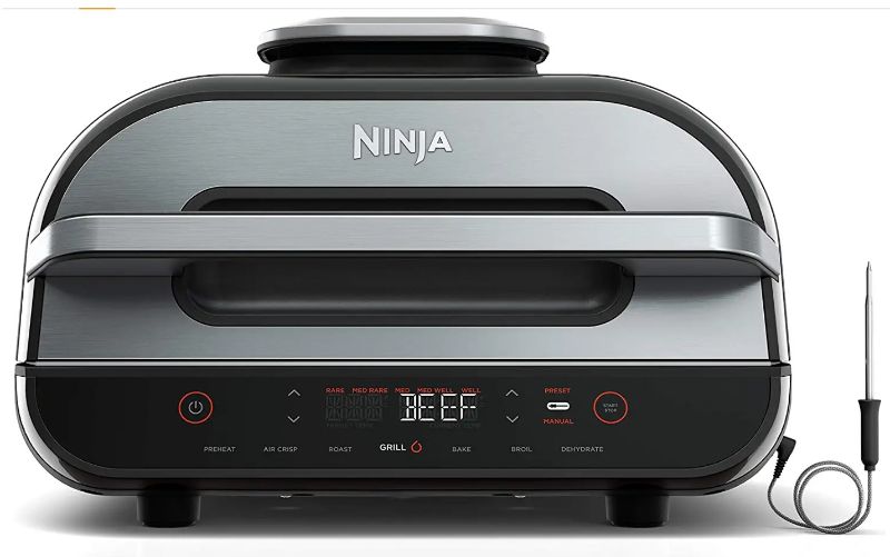 Photo 1 of parts only ! unfunctional Ninja FG551 Foodi Smart XL 6-in-1 Indoor Grill with Air Fry, Roast, Bake, Broil & Dehydrate, Smart Thermometer, Black/Silver
