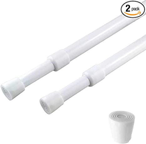 Photo 1 of 2 Pack Spring Tension Curtain Rod Adjustable 28-43 Inches?5/8" Diameter? White?Small Short Expandable Spring Loaded Curtain Tension Rods For Window, Bathroom, Cupboard,Kitchen
