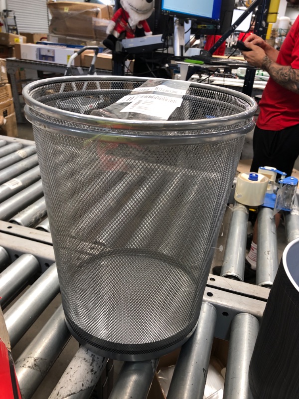 Photo 2 of 2PK- Mesh Metal 22.7-Liter Wastebasket in Silver

