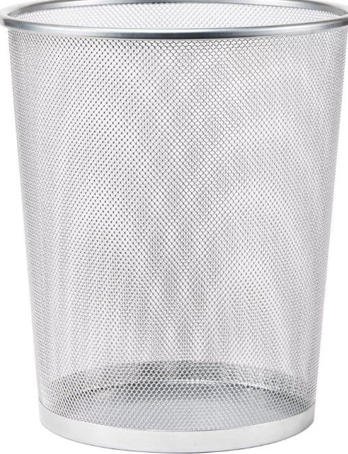 Photo 1 of 2PK- Mesh Metal 22.7-Liter Wastebasket in Silver

