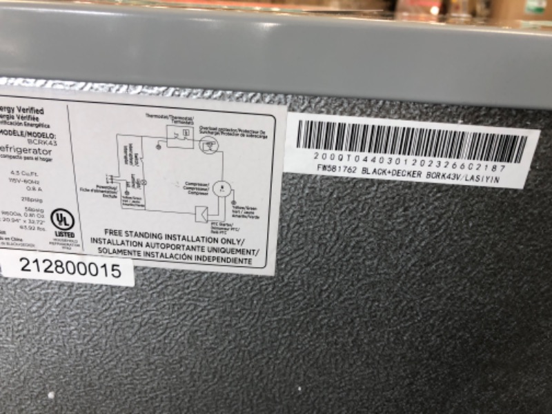 Photo 3 of BLACK+DECKER BCRK43V Compact Refrigerator Energy Star Single Door Mini Fridge with Freezer, 4.3 Cubic Ft., VCM
