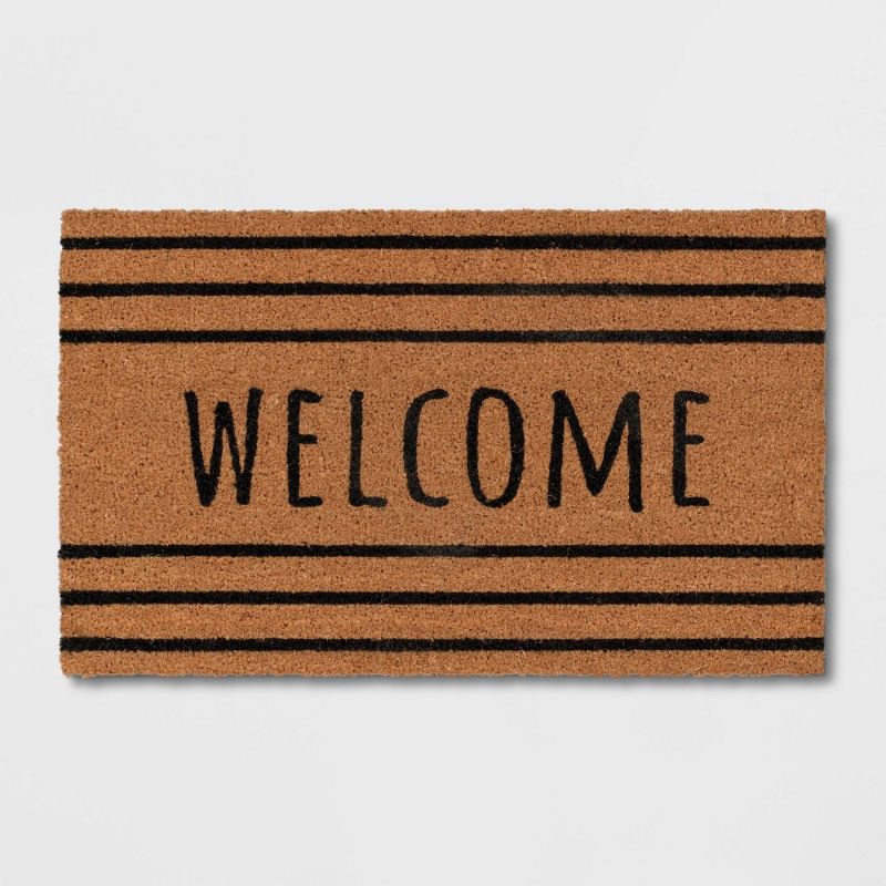 Photo 1 of 2 PACK: 1'6" X 2'6" Outdoor Stripe Welcome Door Mat Black - Threshold™
