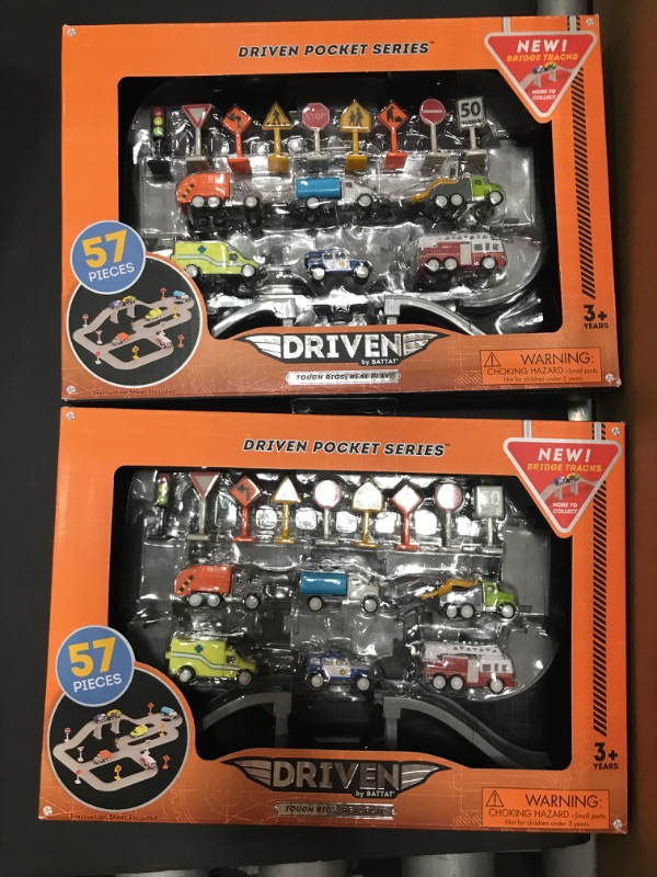 Photo 2 of 2 PACK: DRIVEN – Track Playset with Toy Trucks – Safe & Clean City Crew (57pc) – Pocket Series
