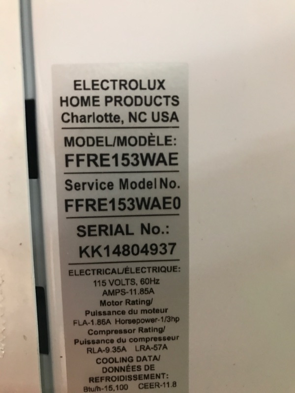 Photo 4 of USED: Frigidaire FFRE153WAE 15,100 BTU Window-Mounted Room Air Conditioner (120259) 23.63"D x 25.37"W x 17.85"H

