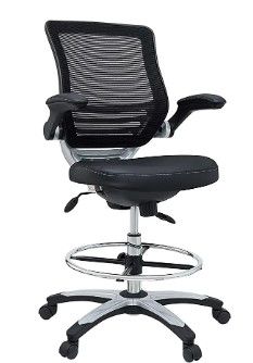 Photo 1 of USED: Modway Edge Drafting Chair - Reception Desk Chair - Flip-Up Arm Drafting Chair in Black 27.5"D x 27.5"W x 41.3"H

