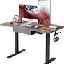 Photo 1 of 48 x 24 Inches FEZIBO Standing Desk with Drawer, Adjustable Height Electric Stand up Desk, Sit Stand Home Office Desk, Ergonomic Workstation Black Steel Frame/Rustic Brown Tabletop
