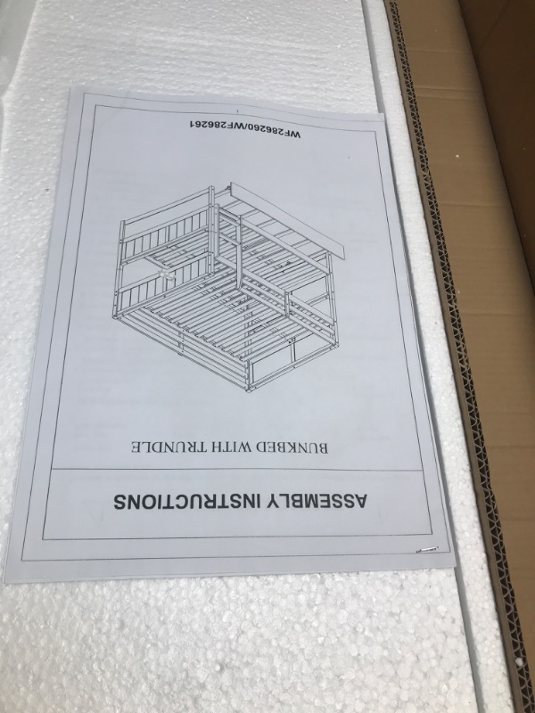 Photo 2 of **INCOMPLETE BOX 1 OF 2-- SOFTSEA Full Over Full Bunk Bed with Trundle for Adult, Can be Separated into 2 Full Beds, Wood Bunk Bed with Full-Length Safety Guard Rail(Espresso)
