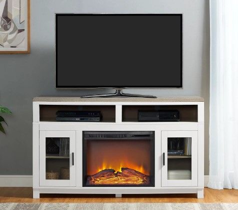 Photo 1 of (Major Damage - Parts Only) Carver Fireplace TV Stand up to 60", White
