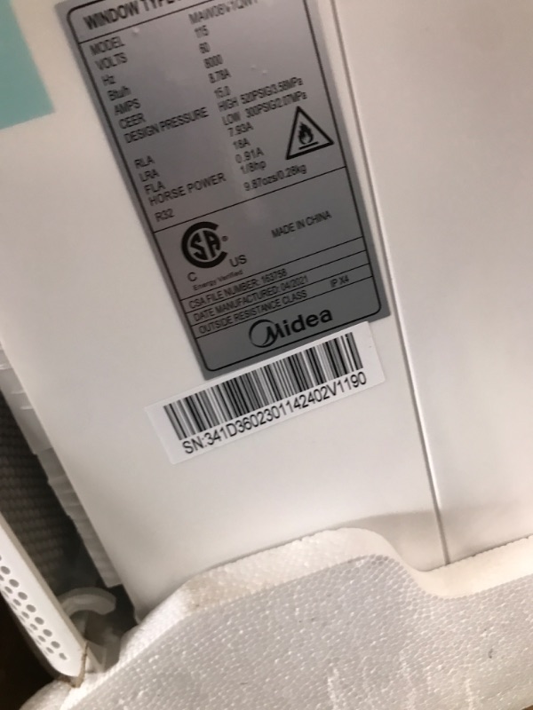 Photo 1 of TESTED BLOWS COLD AC**
Midea 8,000 BTU U-Shaped Inverter Window Air Conditioner WiFi, 9X Quieter, Over 35% Energy Savings ENERGY STAR MOST EFFICIENT