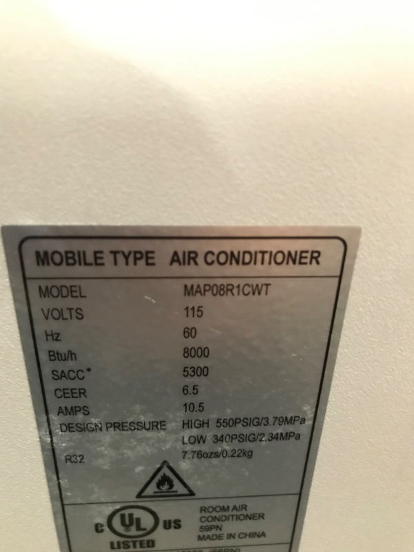 Photo 4 of ,INOR DAMAGE*
Midea 8,000 BTU ASHRAE (5,300 BTU SACC) Portable Air Conditioner, Cools up to 175 Sq. Ft., Works as Dehumidifier & Fan,