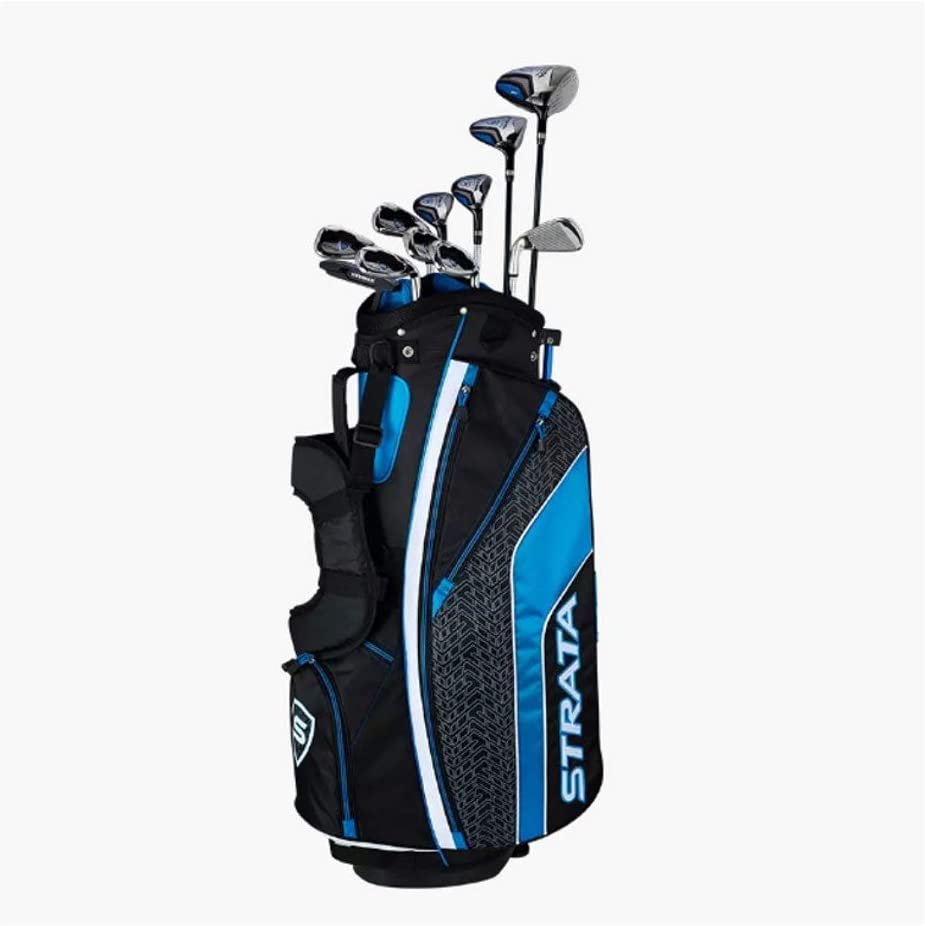 Photo 1 of 14 piece-set Strata Men's Complete Golf Club Set  3 Wood, 5 Hybrid, 6 - 9 Iron, PW & SW, Putter, Stand Bag, and 3 Head covers
Hand orientation: right 
(Strata,1,5,7,S,P, 5h,6,9,8)