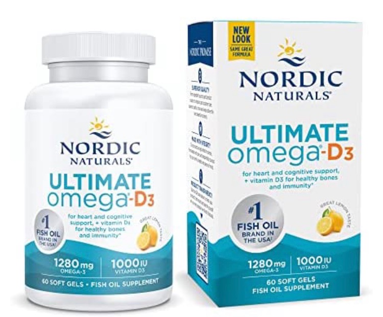 Photo 1 of **BB:01/2025*- Nordic Naturals Ultimate Omega-D3, Lemon Flavor - 60 Soft Gels - 1280 mg Omega-3 + 1000 IU Vitamin D3 - Omega-3 Fish Oil - EPA & DHA - Promotes Brain, Heart, Joint, & Immune Health - 30 Servings