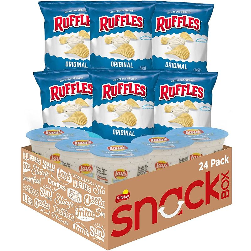 Photo 1 of BEST BY -OCT 2022--Ruffles Original & Lays Creamy Ranch Dip Cups Variety Pack, Single Serve Portions, 24 Count
