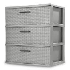 Photo 1 of ***STOCK PHOTO NOT EXACT*** Sterilite 3 Drawer Wide Weave Tower Plastic, Gray Clear