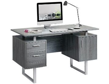 Photo 1 of *INCOMPLETE* BOX 2 OF 2 TECHNI MOBILI 52 in. Rectangular Gray/Chrome 2 Drawer Computer Desk with File Storage