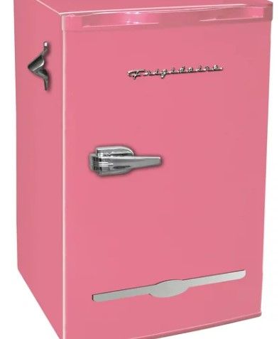 Photo 1 of *NONFUNCTIONAL* Frigidaire EFR376-C-PINK 3.2-Cu.-Ft. 65-Watt Retro Bar Fridge with Side Bottle Opener (Pink)
