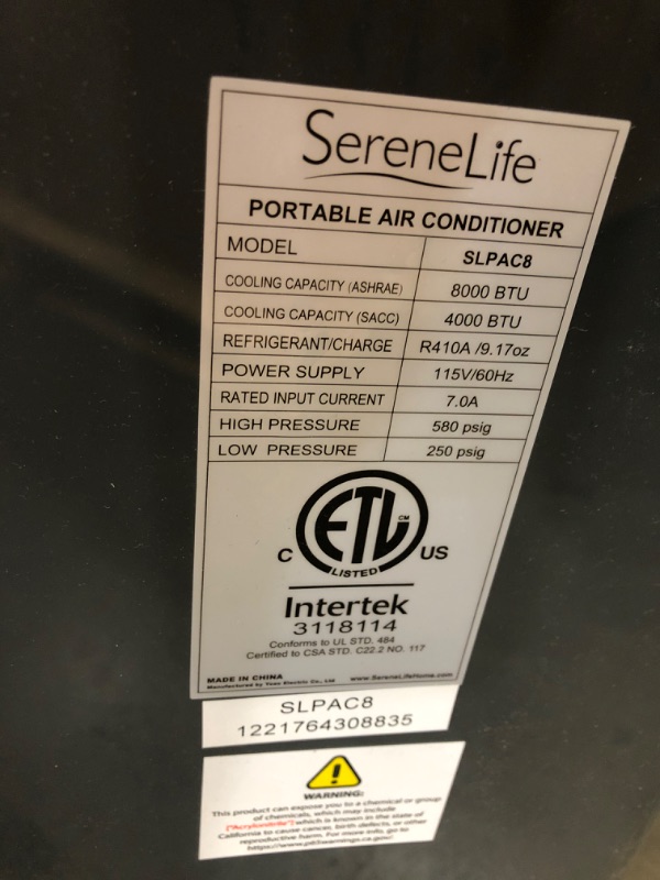 Photo 5 of *NONFUNCTIONAL* LG 6,000 BTU (DOE) / 8,000 BTU (ASHRAE) Portable Air Conditioner, Cools 250 Sq.Ft. (10' x 25' room size), Quiet Operation, LCD Remote, Window Installation Kit Included, 115V
