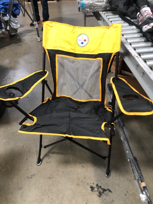 Photo 3 of (MISSING HARDWARE; TORN CARRYCASE) NFL Game Changer Large Folding Tailgating and Camping Chair, with Carrying Case