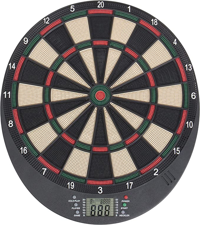 Photo 1 of (MISSING DARTS; BENT) Arachnid Lightweight Electronic Dartboard with LCD Scoring Displays, Heckler Feature, 8-Player Scoring and 21 Games with 65 Variations , Black, 18.5L x 17.5W x 6.75D in.
