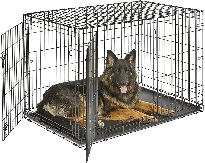 Photo 1 of (BENT SIDE METAL) MidWest Homes for Pets Newly Enhanced Single & Double Door New World Dog Crate, Includes Leak-Proof Pan, Floor Protecting Feet, & New Patented Features, 48in
