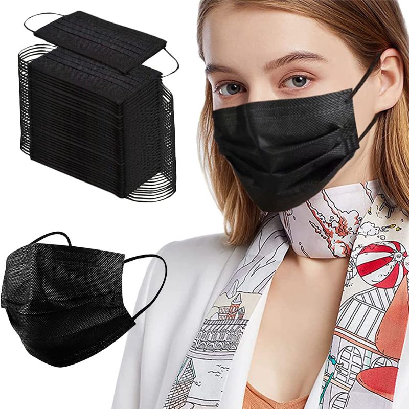 Photo 1 of 13 PACK: Black Face Masks, 1300 pcs Disposable Face Mask for Adult, 3 Ply Protection Safety Masks
