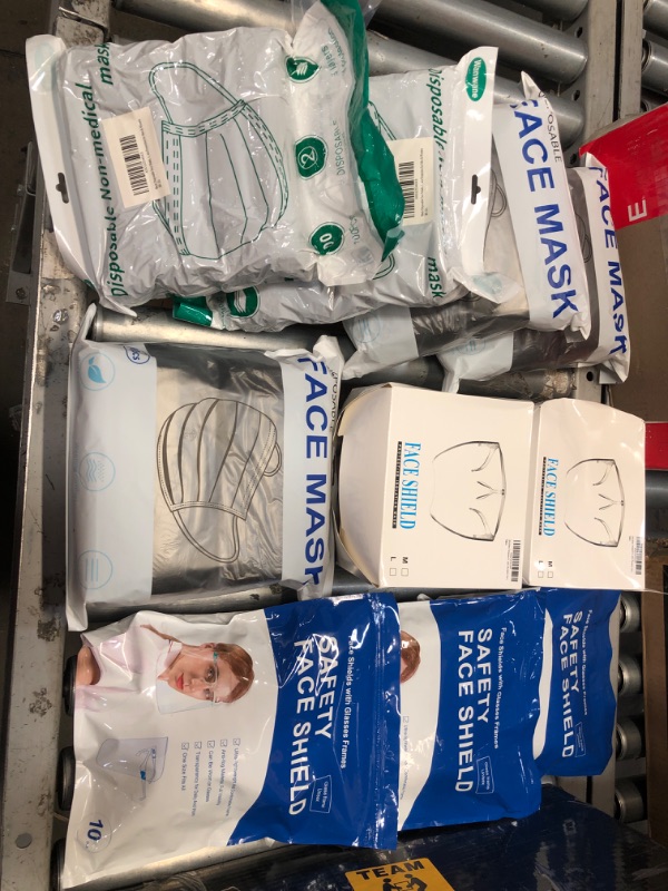 Photo 1 of 10 PACKS: Mixed lot of face masks & face shields 